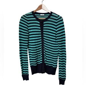 Akris Punto Cotton Modal Striped Cardigan Blue Green Summer Lightweight